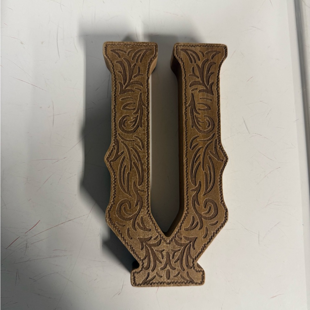 Decorative Brown Letter 'U' or ‘V’